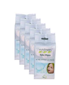 Pañitos Biodegradables 99% Agua - 5 packs de 10 unidades