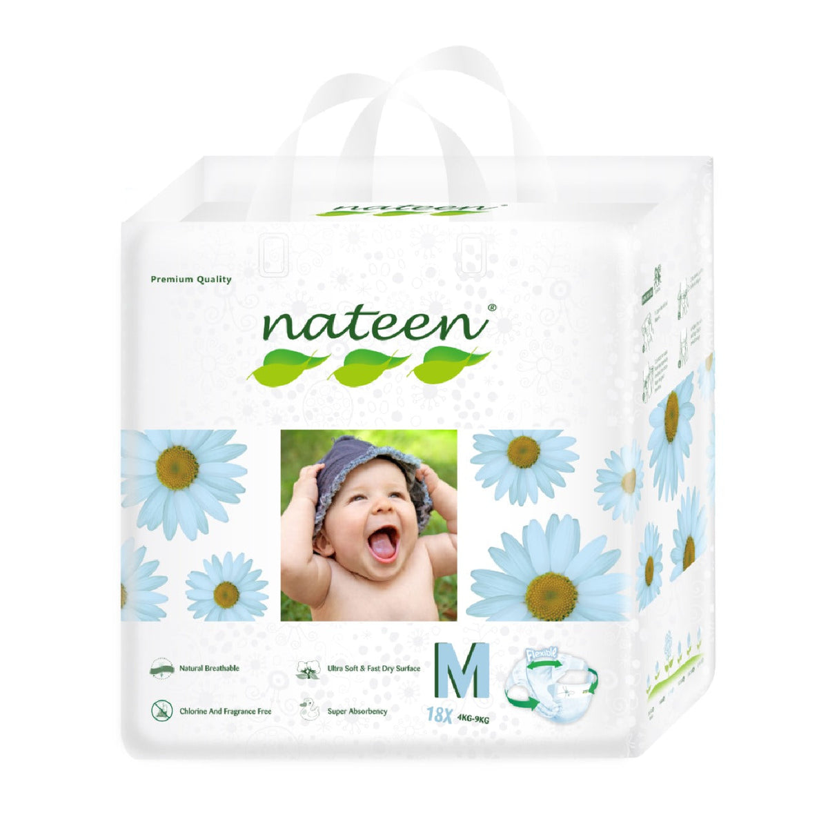 Pañales biodegradables etapa 3 Nateen, ultra absorbentes para bebés activos y piel sana.