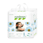 Pañales Nateen etapa 4 biodegradables, hasta 12 horas de absorción sin disruptores endocrinos.
