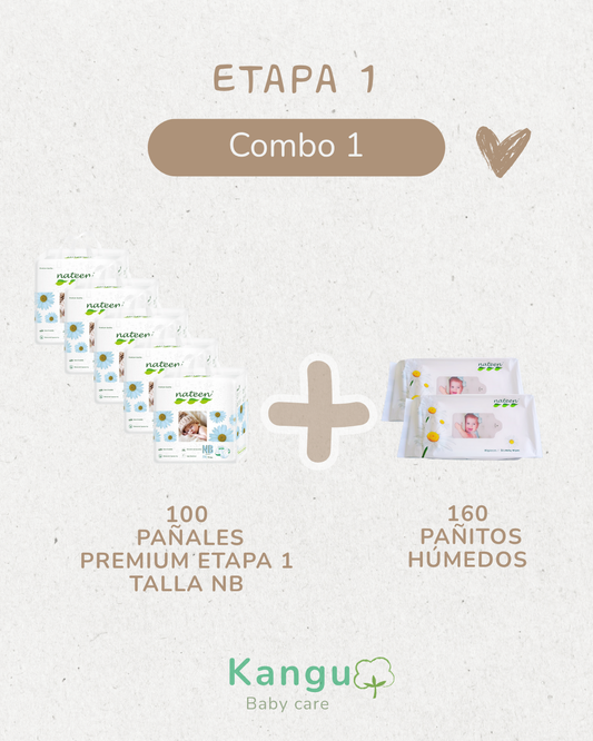 Combo Etapa 1 Talla NB - 100 Pañales  +  160 Pañitos Húmedos