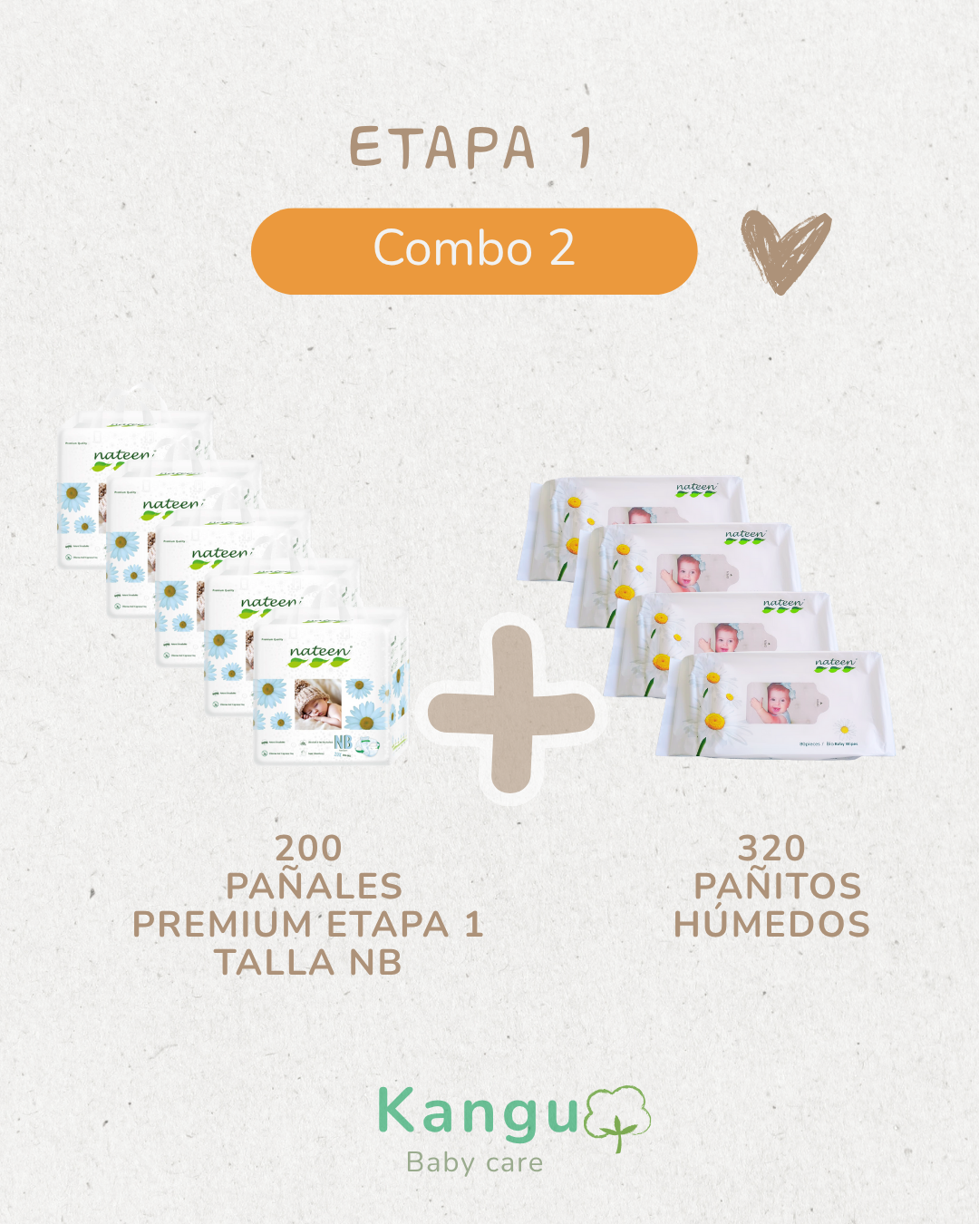 Combo Etapa 1 Talla NB - 200 Pañales  +  320 Pañitos Húmedos